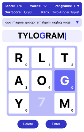 Tylogram gameboard